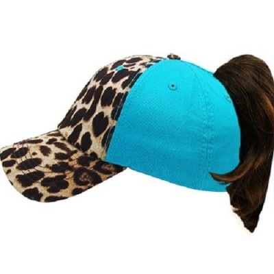  Ponytail  Cheetah Leopard Turquoise Blue Hat Adjustable Ladies Cap  eb-40889713